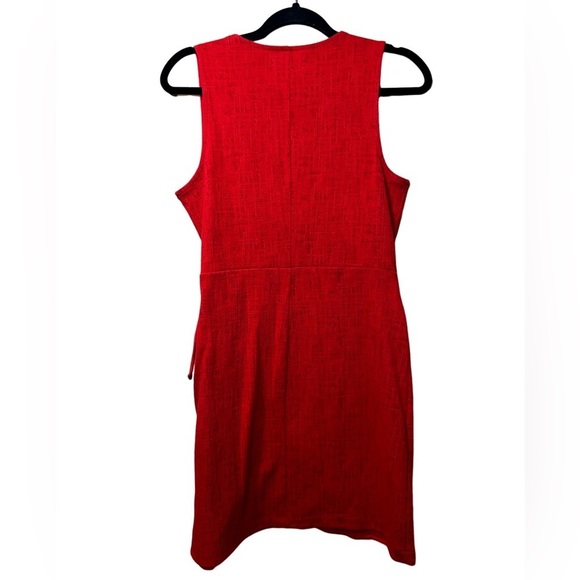 Madewell Texture & Thread Crosshatch Side Tie Dress in Enamel Red Size Med - Picture 3 of 4